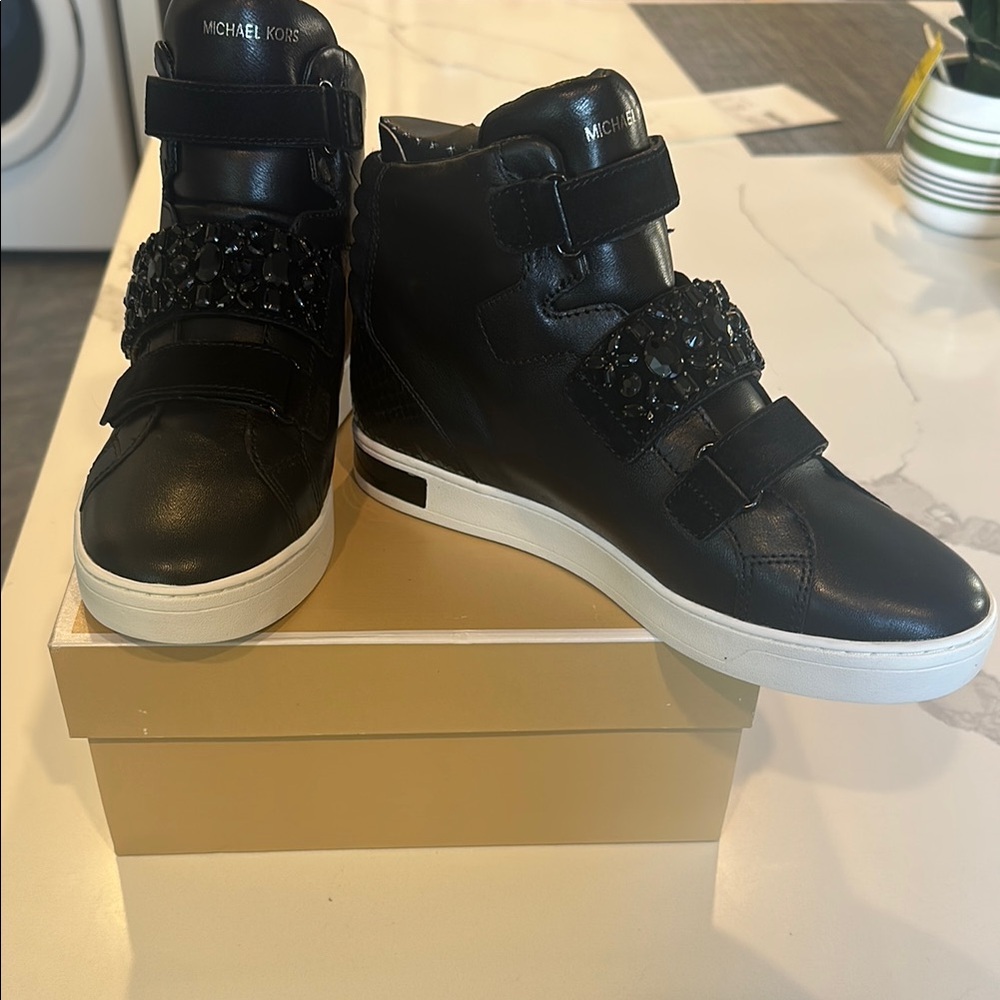 NIB Michael Kors Randi High Top Sneakers - Beaded Embellishments
